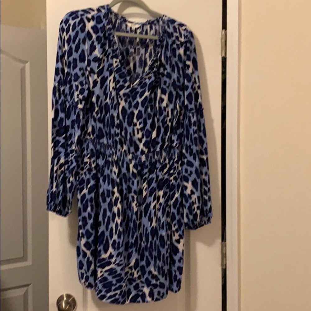 Crown & Ivy size XL blue cheetah print dress